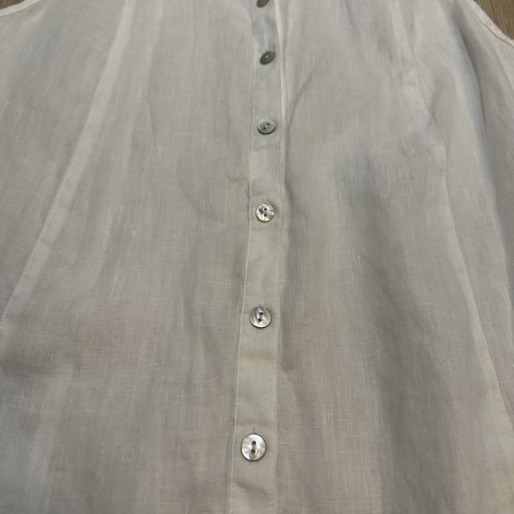 J Jill Love Linen Shirt Womens L White Sleeveless Tunic Top Lagenloook Casual - Picture 2 of 7
